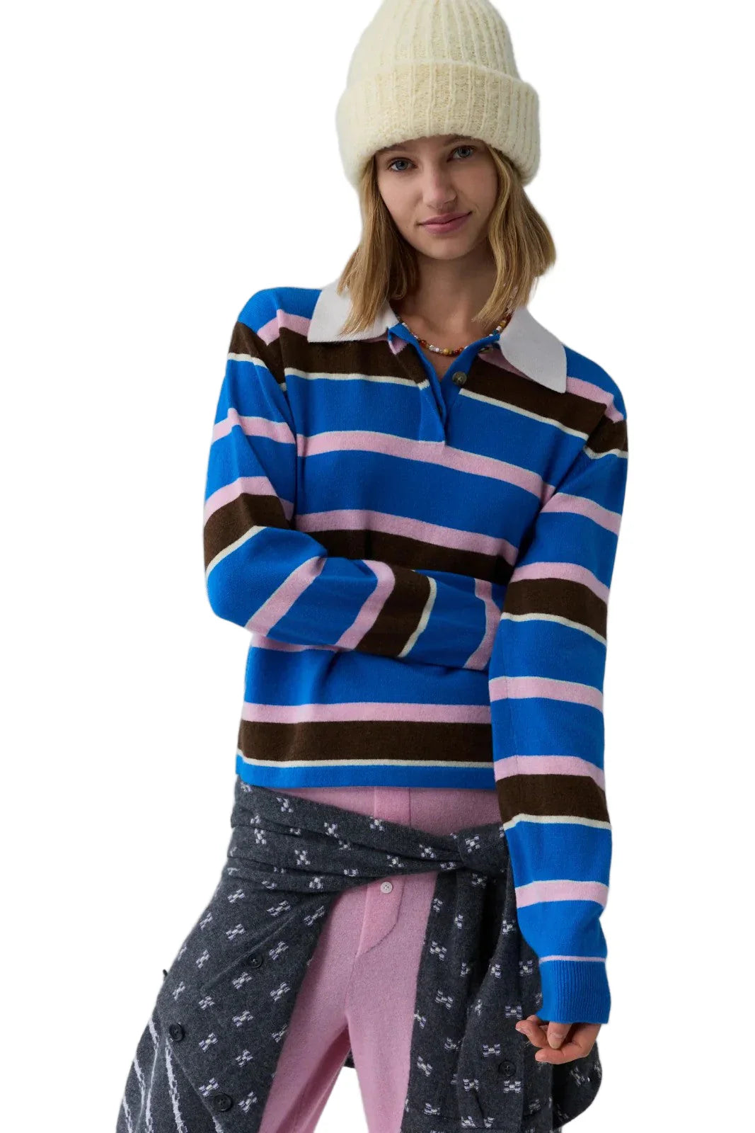 CROPPED STRIPED RUGBY SWEATER