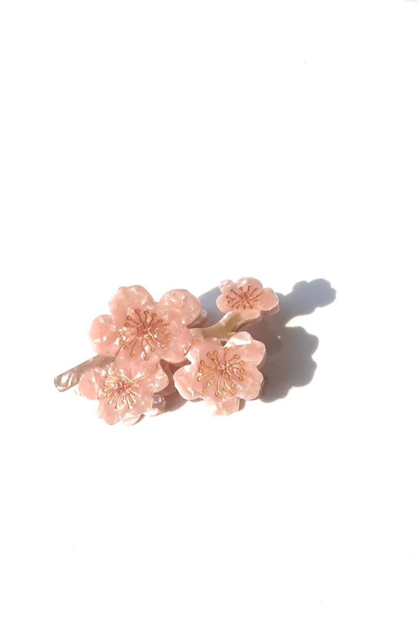 HAND PAINTED PINK CHERRY BLOSSOM HAIR CLIP