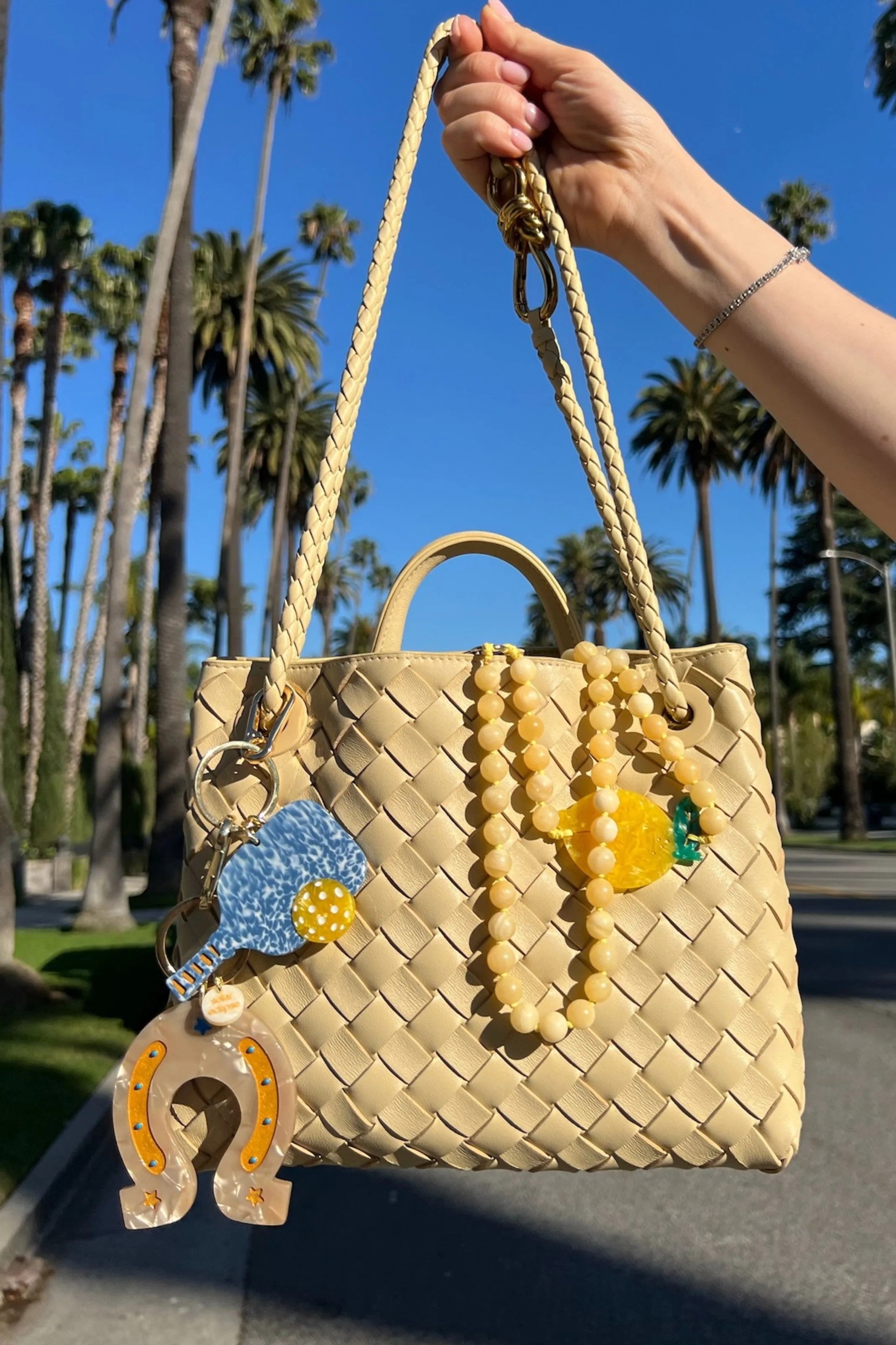 HAND PAINTED PICKLEBALL BAG CHARM & KEYCHAIN