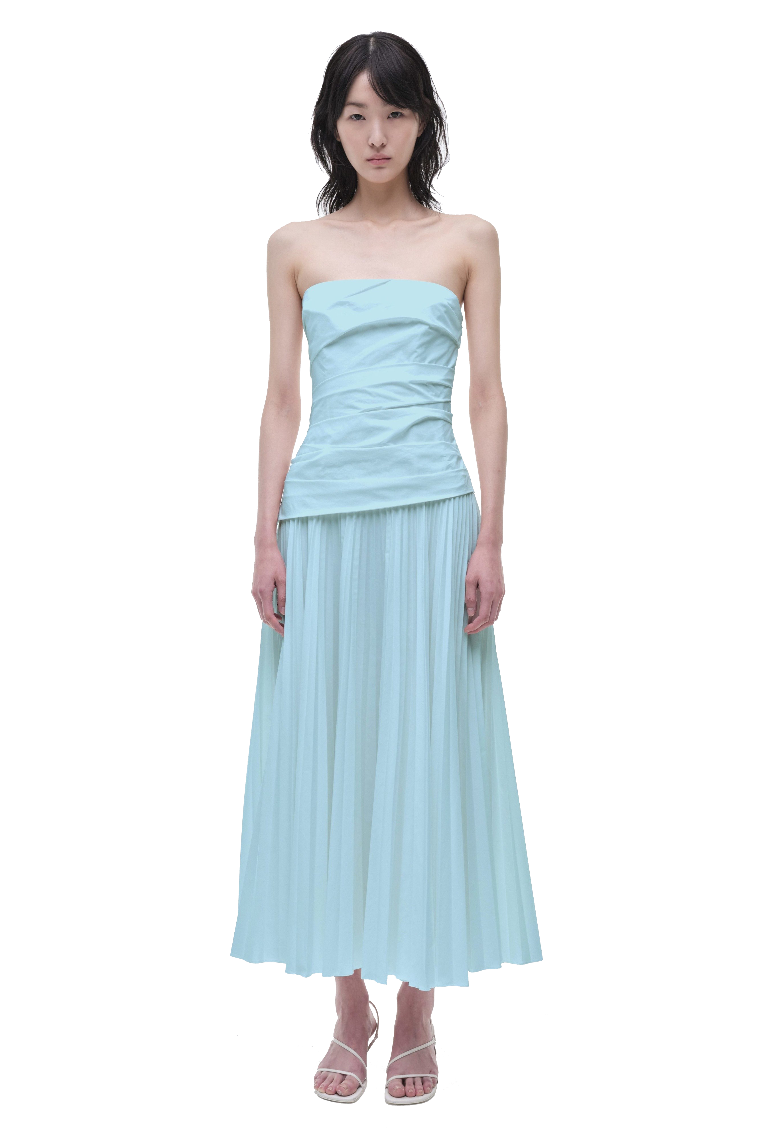 ARIE STRAPLESS BUSTIER MIDI DRESS