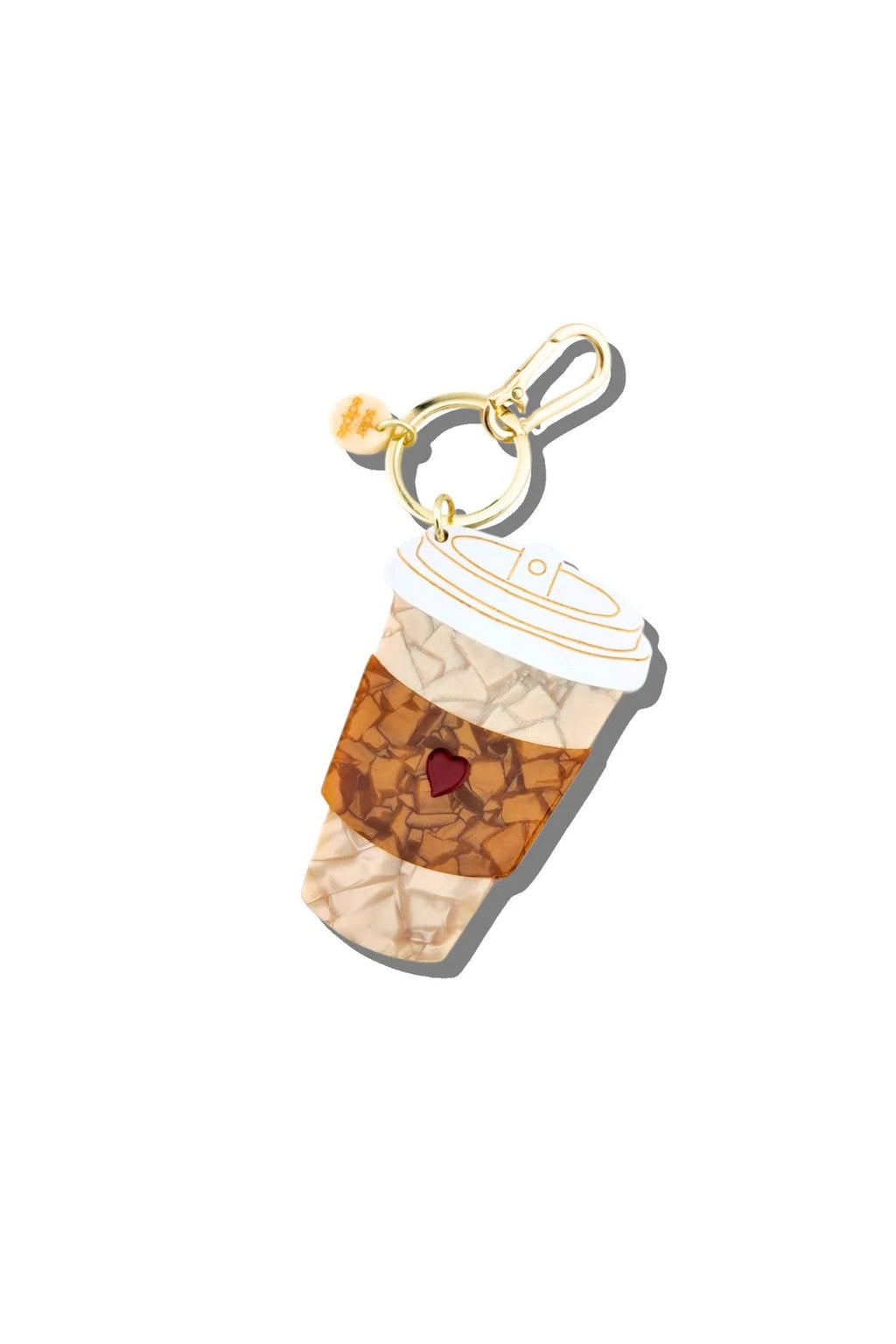 HAND PAINTED COFFEE CUP BAG CHARM & KEYCHAIN