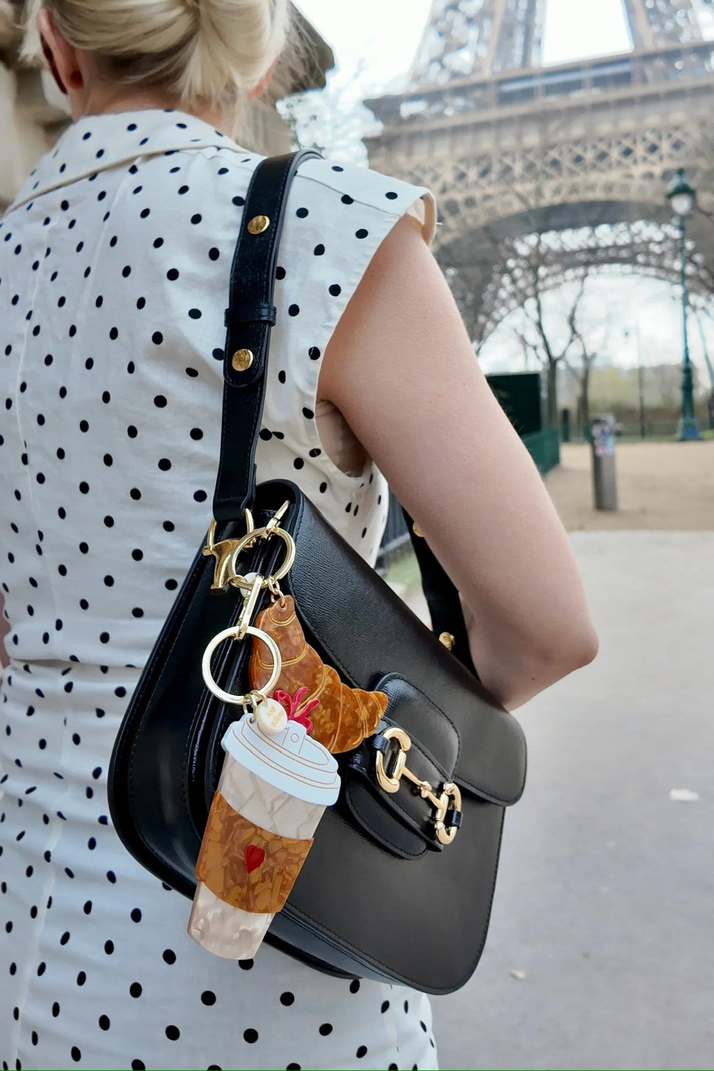 HAND PAINTED COFFEE CUP BAG CHARM & KEYCHAIN