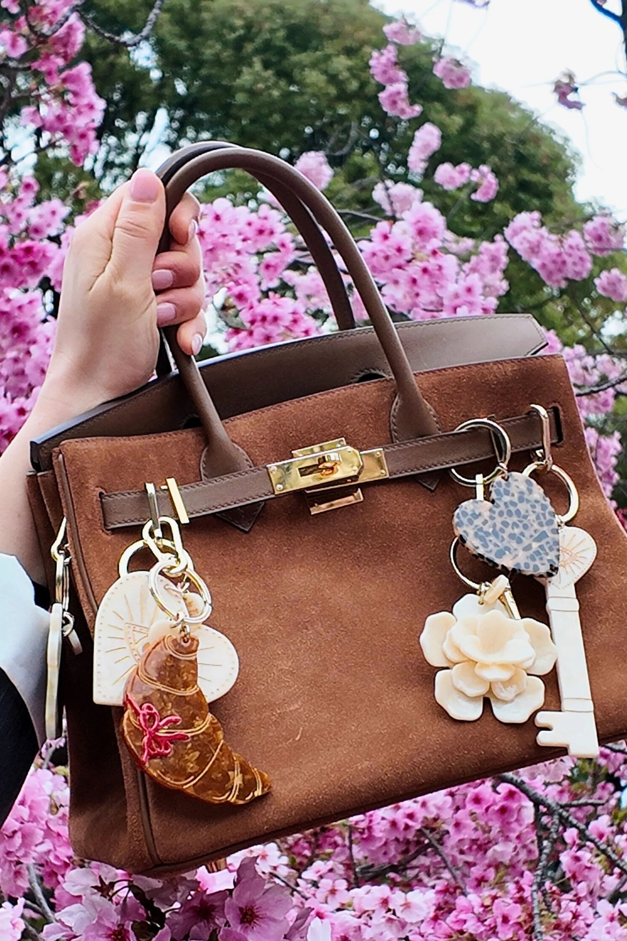 HAND PAINTED CELESTIAL HEART BAG CHARM & KEYCHAIN