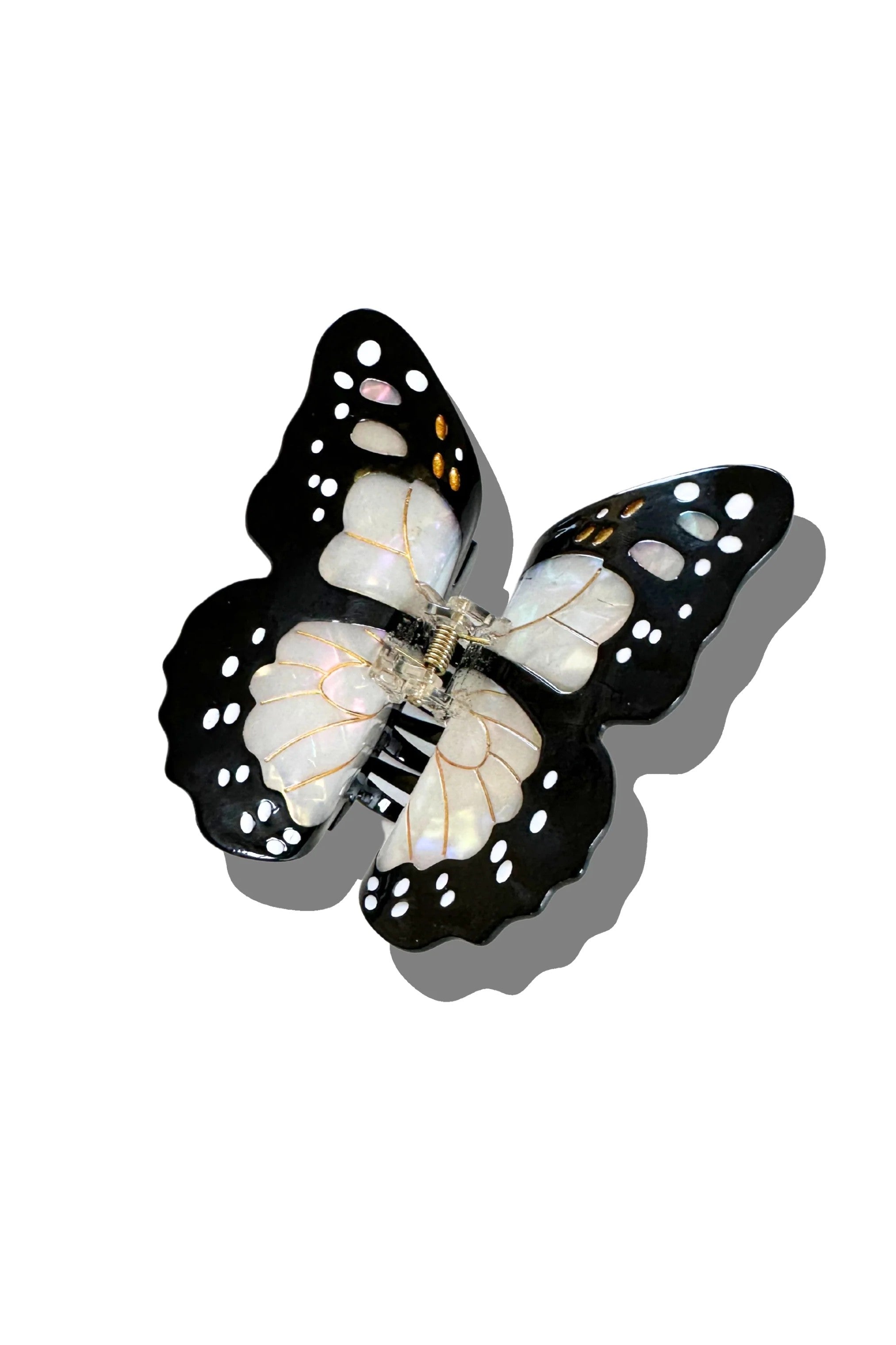 HAND PAINTED WHITE MONARCH BUTTERFLY HAIR CLIP