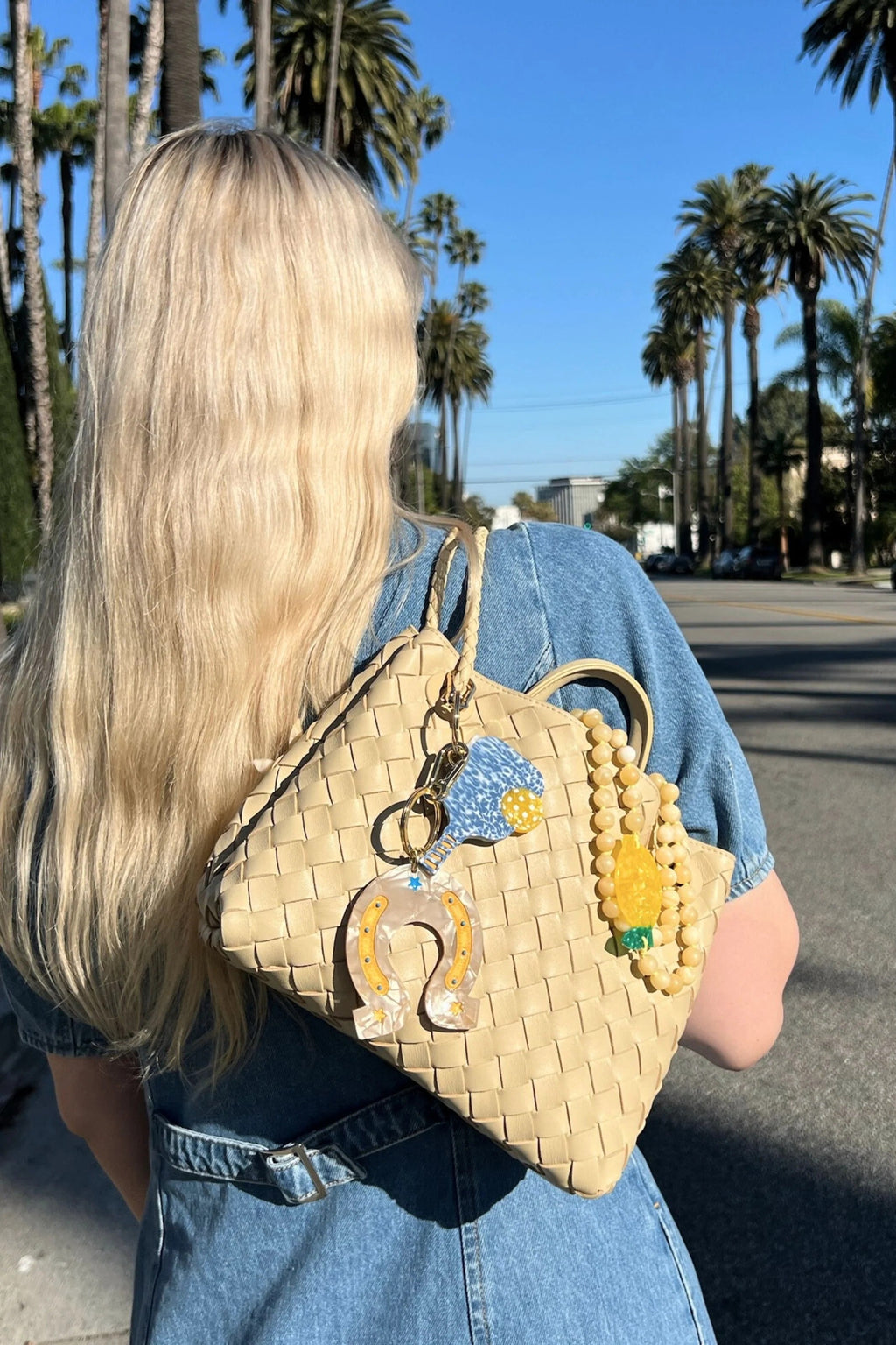 HAND PAINTED PICKLEBALL BAG CHARM & KEYCHAIN