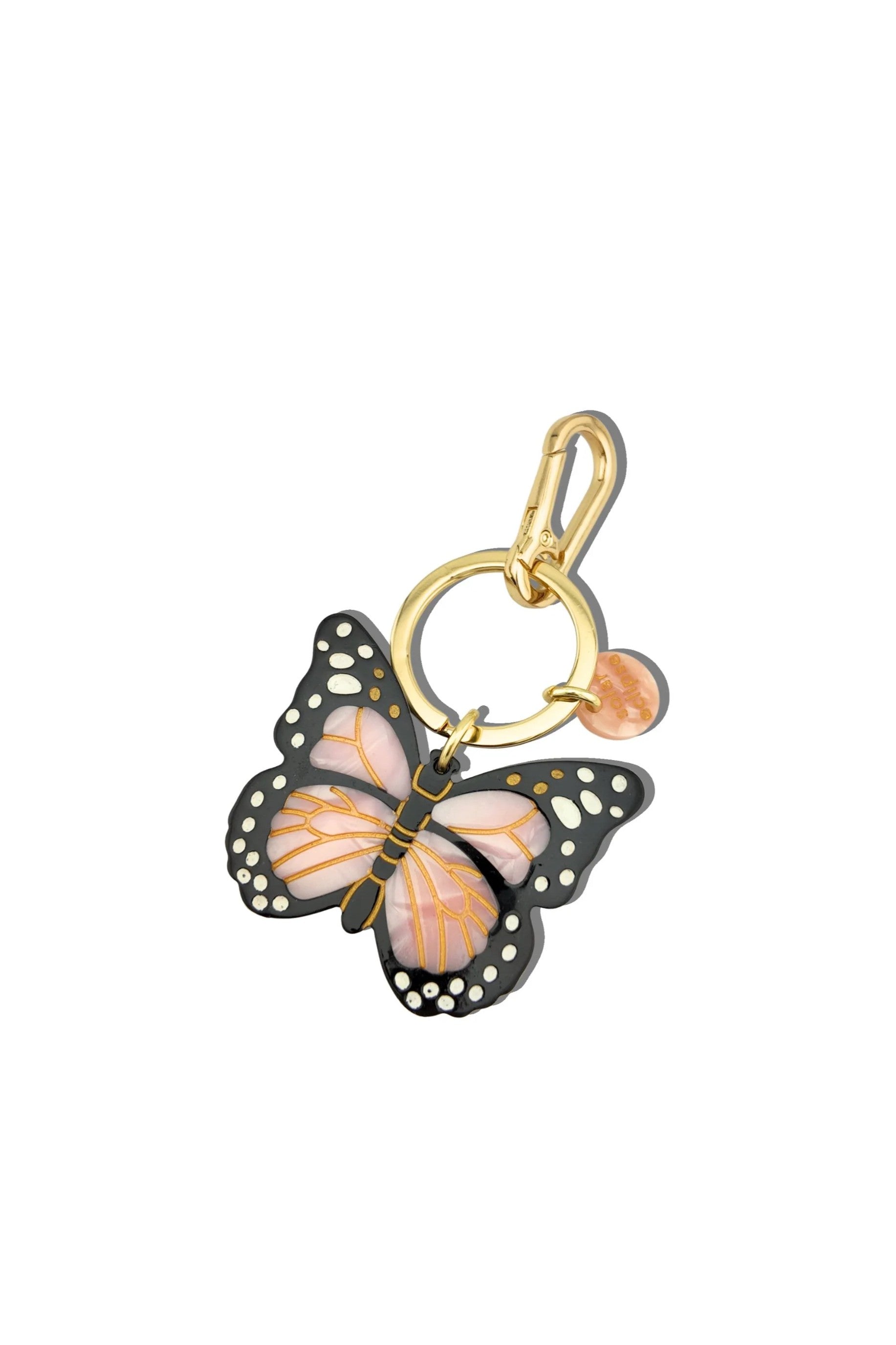 HAND PAINTED PINK MONARCH BUTTERFLY BAG CHARM & KEYCHAIN