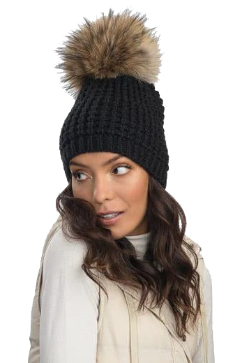 CLASSIC FOX FUR BEANIE- BLK/COYOTE