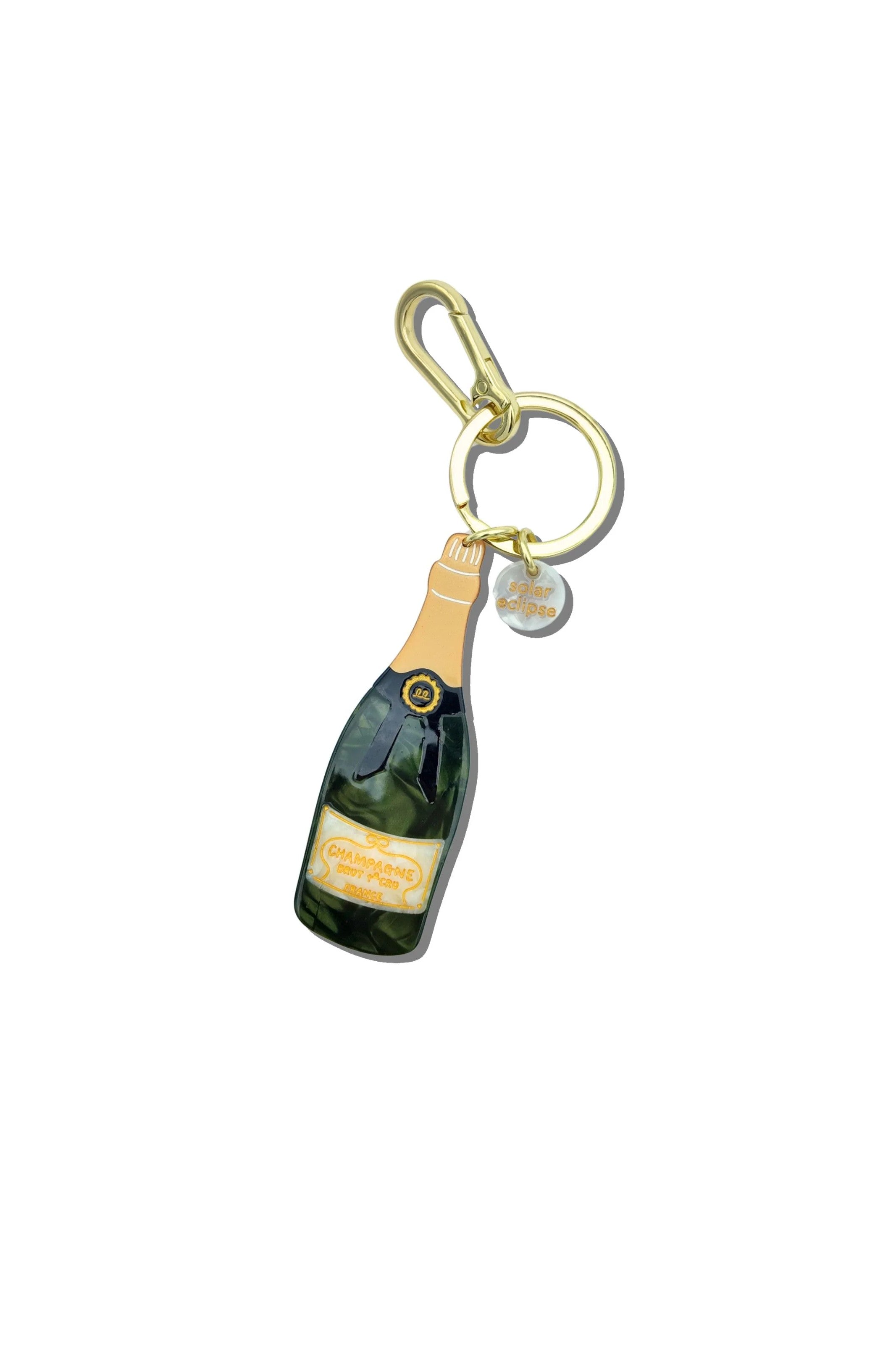 HAND PAINTED CHAMPAGNE BAG CHARM & KEYCHAIN