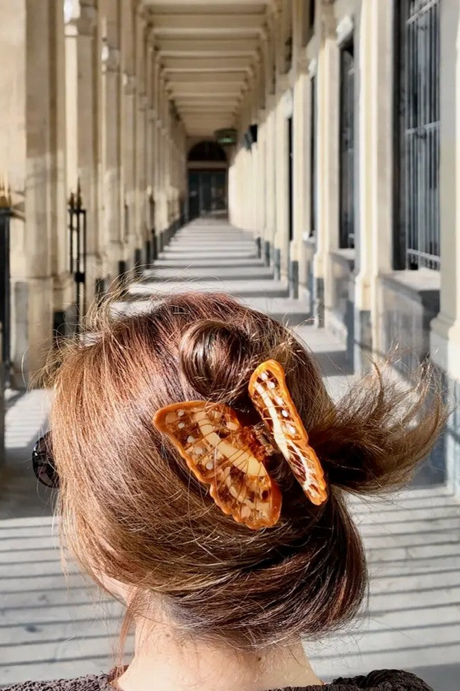 HAND PAINTED BROWN MORPHO BUTTERFLY HAIR CLIP