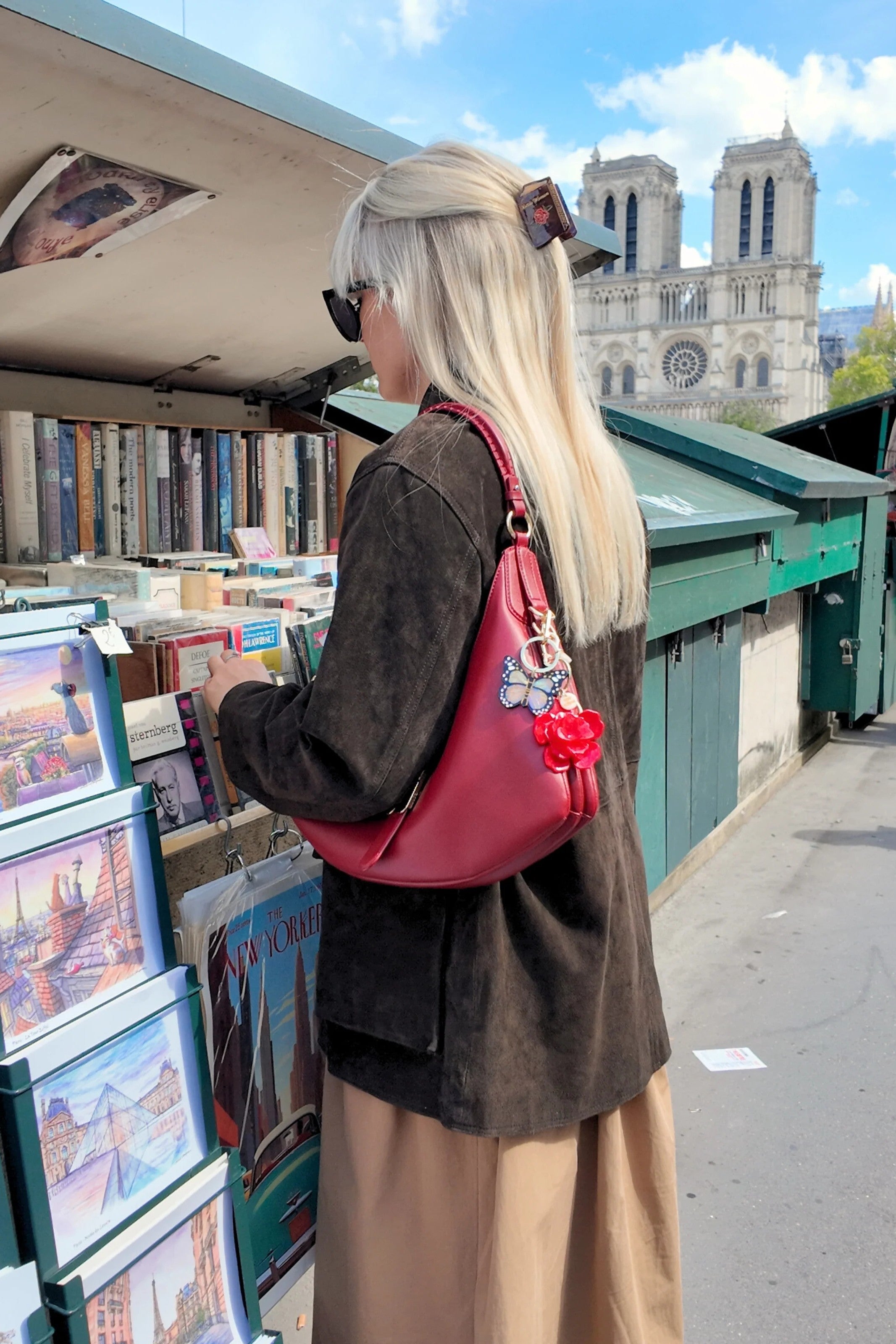 HAND PAINTED PINK MONARCH BUTTERFLY BAG CHARM & KEYCHAIN