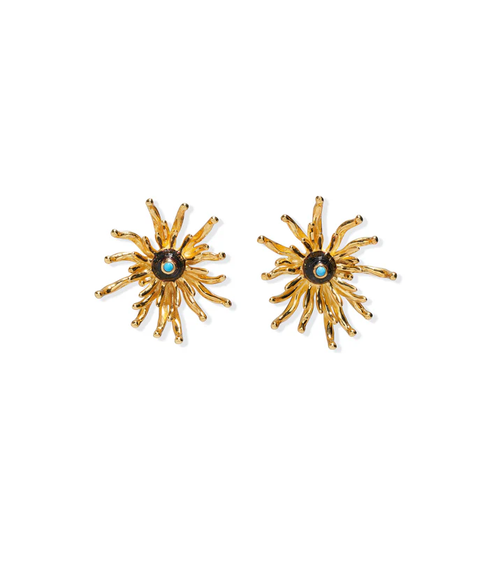 CACTUS FLOWER STUDS- GOLD