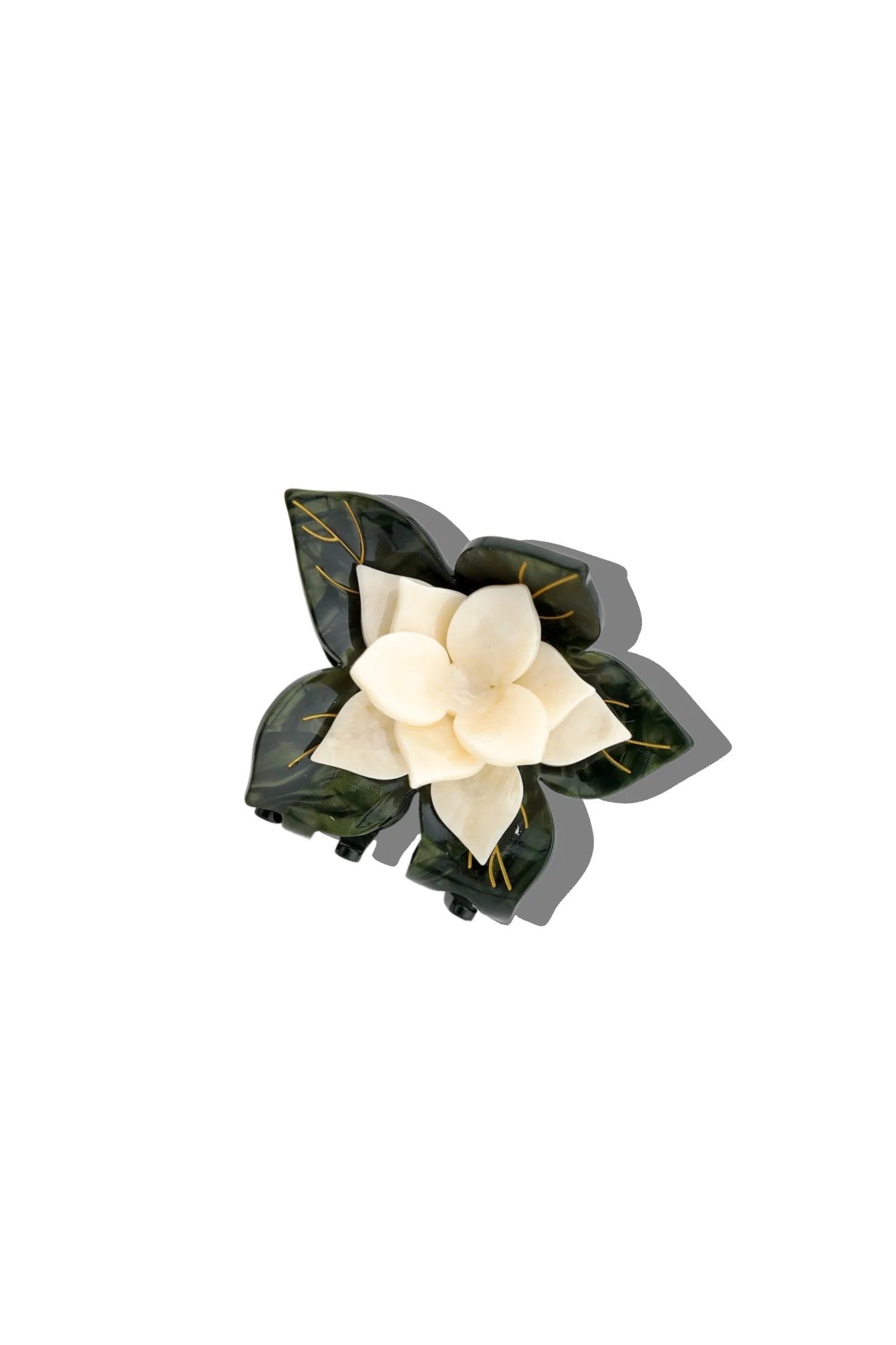 HAND PAINTED CREAM ORIGAMI MAGNOLIA  HAIR CLIP