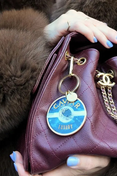 HAND PAINTED CAVIAR BAG CHARM & KEYCHAIN